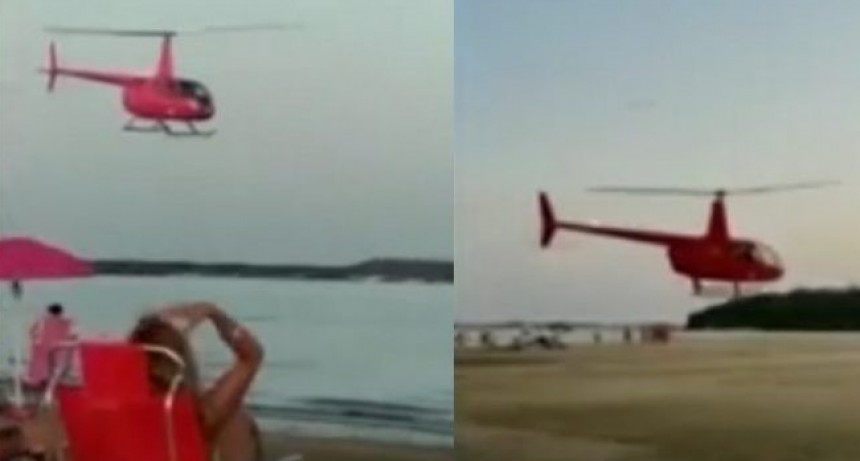 UN HELICÓPTERO SOBREVOLÓ PELIGROSAMENTE UNA PLAYA ENTRERRIANA